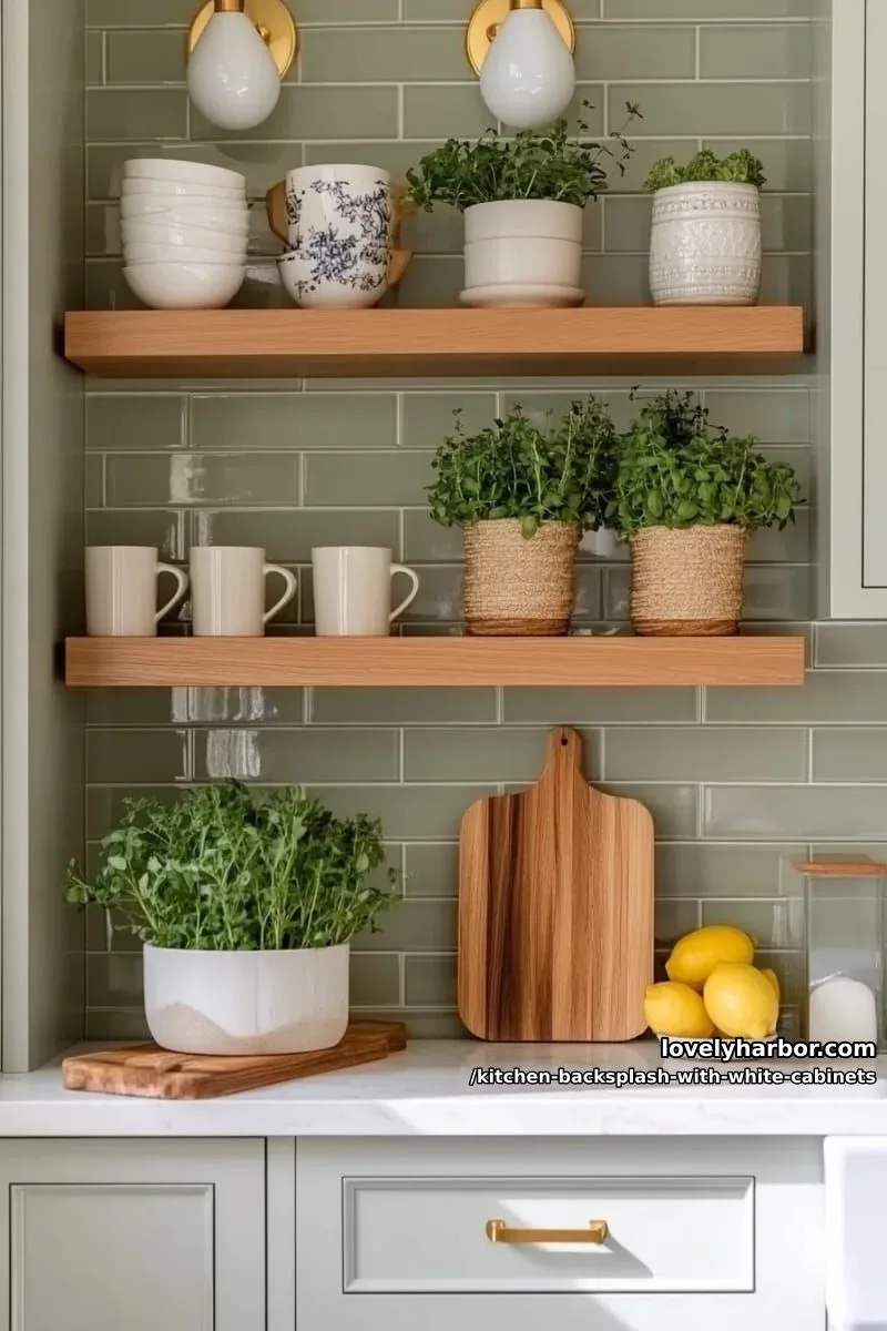 matte sage green subway tiles paired with white cabinets for soft contrast 1
