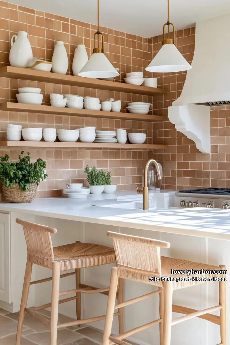 15 Tile Backsplash Ideas for a Stylish Kitchen 10 matte terracotta tiles in vertical stack creating warmth and modernity 1