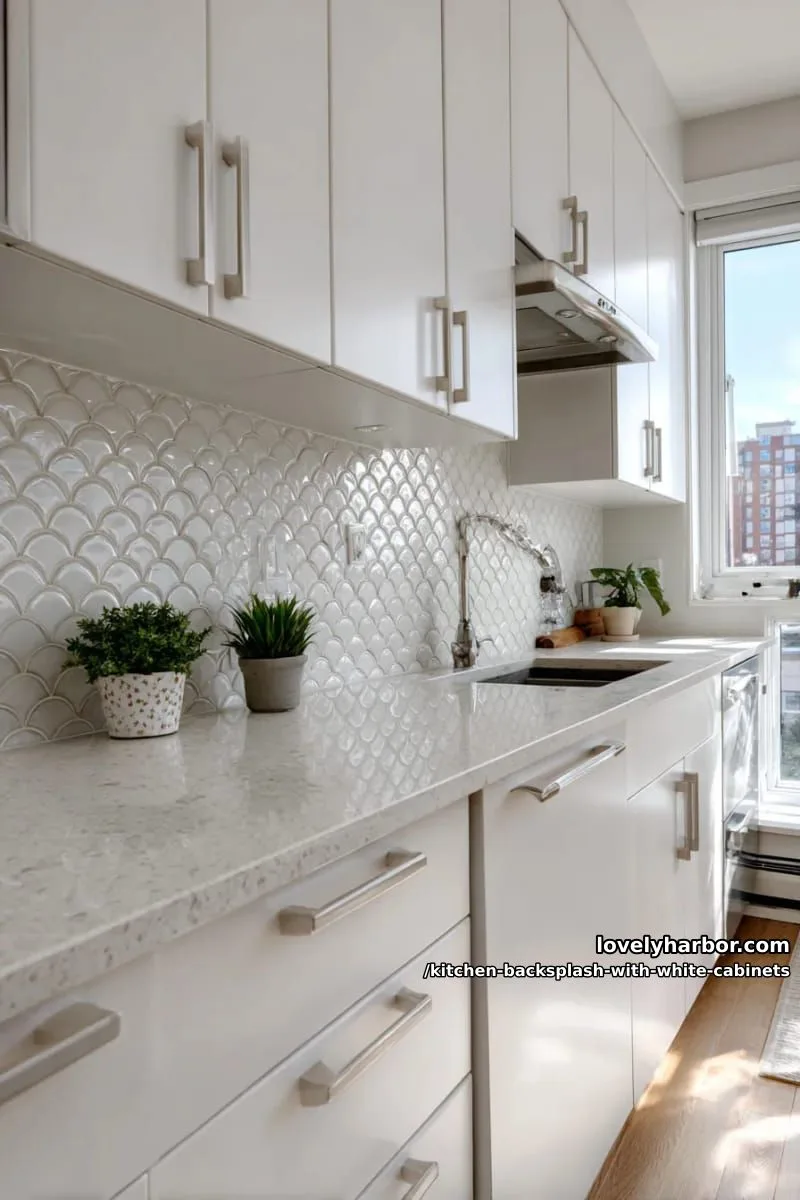 matte white fish scale tiles for a soft, coastal vibe 1