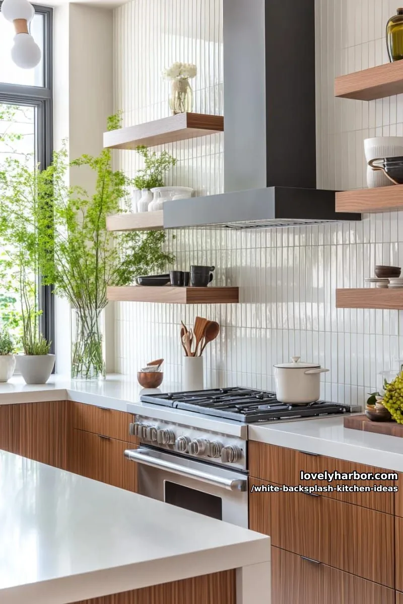 15 Elegant White Backsplash Ideas for Your Kitchen 40 matte white large-format tiles extending from backsplash to ceiling for drama 1
