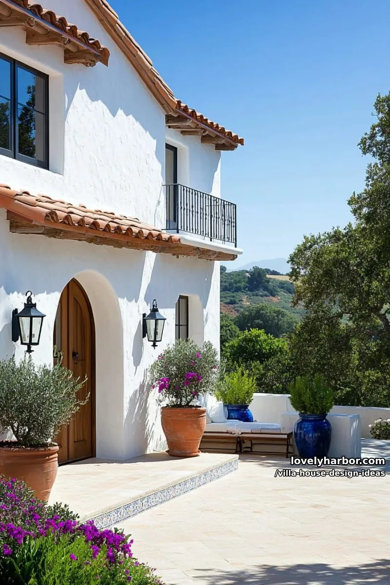 mediterranean-style villa with white stucco walls and terracotta roof tiles 1