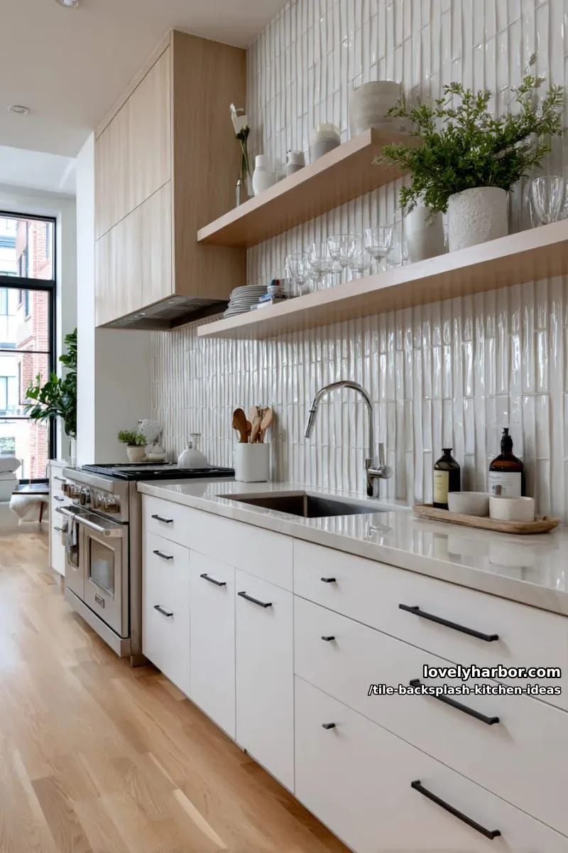 15 Tile Backsplash Ideas for a Stylish Kitchen 28 minimalist extra-tall white tiles extending to ceiling for an airy design 1