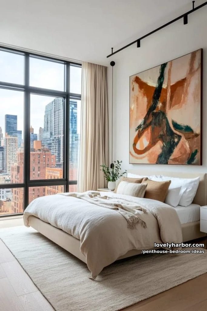 Image showcasing 27 Modern Penthouse Bedroom Ideas That Wow - Lovely Harbor
