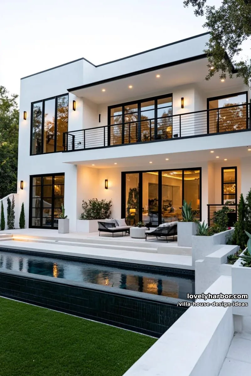 modern black-and-white villa with bold rectangular geometry 1