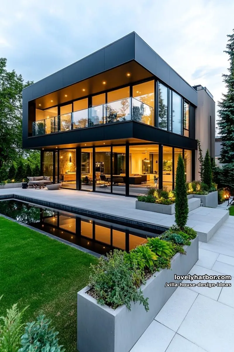 modern black-and-white villa with bold rectangular geometry 1