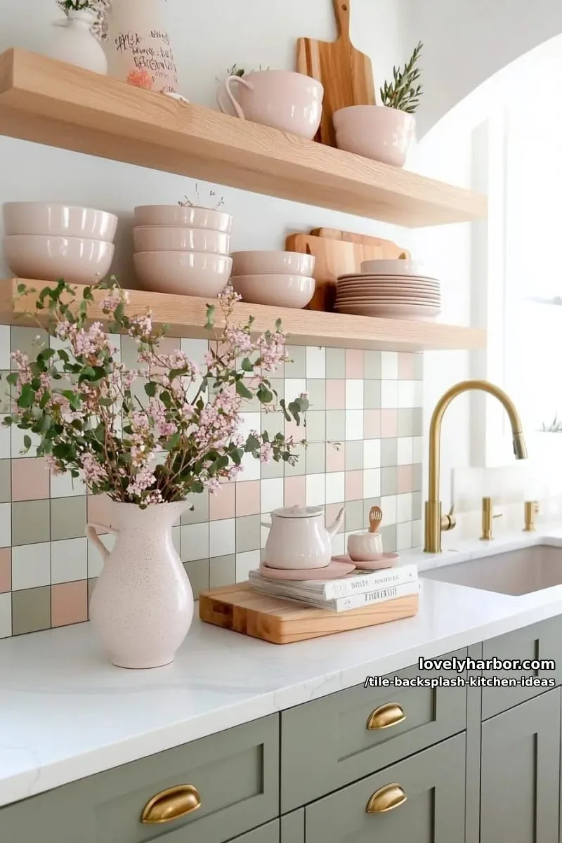 15 Tile Backsplash Ideas for a Stylish Kitchen 17 muted pastel checkerboard tiles for a playful yet sophisticated kitchen look 1