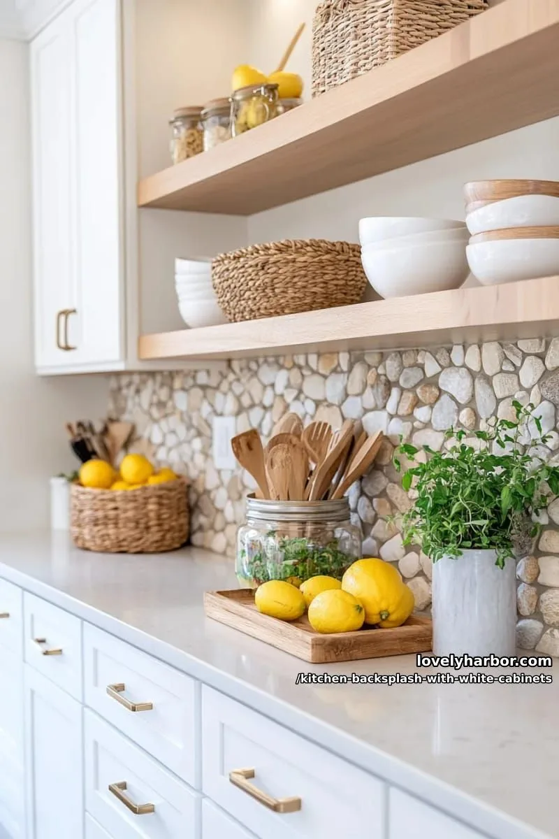 natural stone mosaic backsplash with organic, uneven edges 1