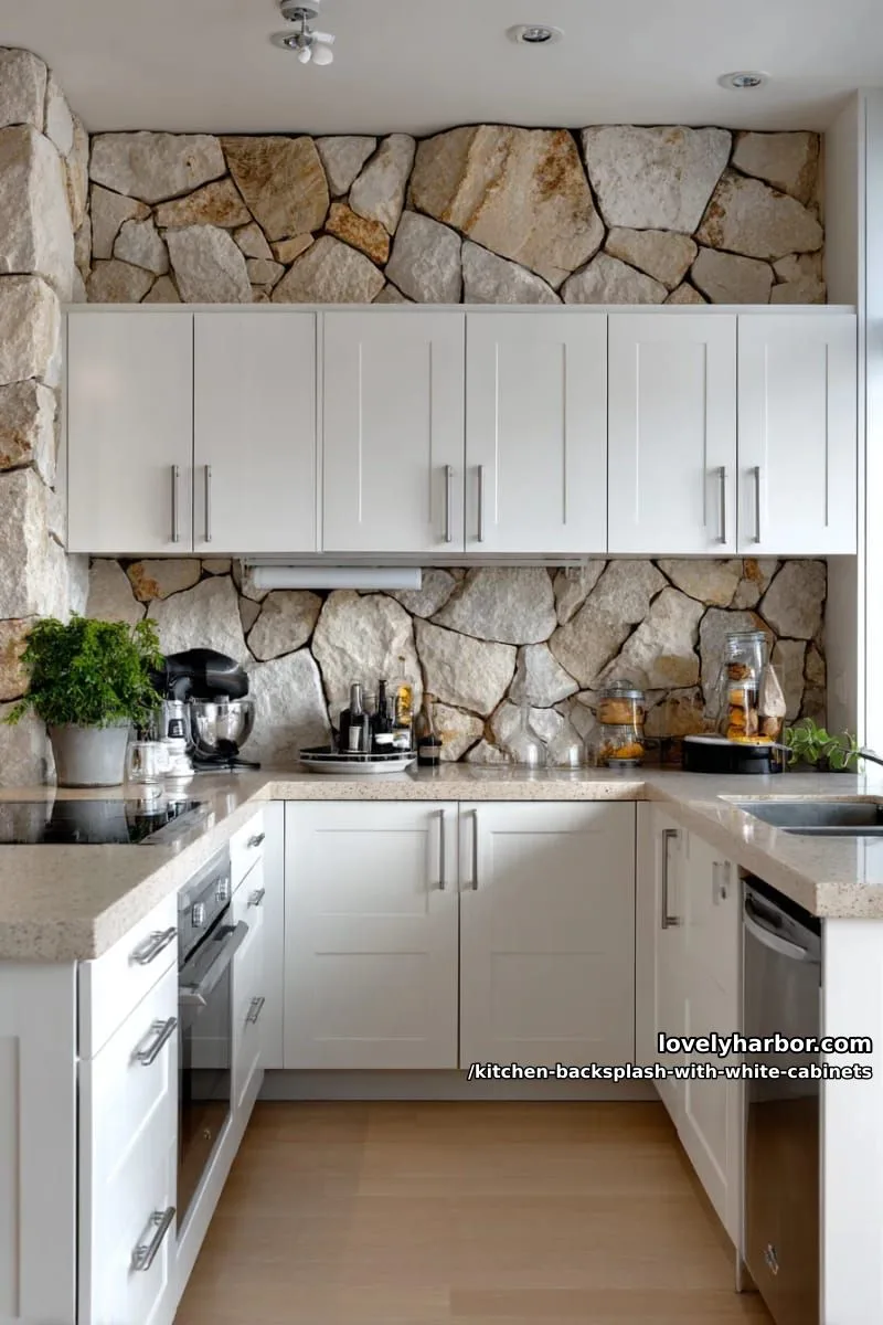 natural stone mosaic backsplash with organic, uneven edges 1