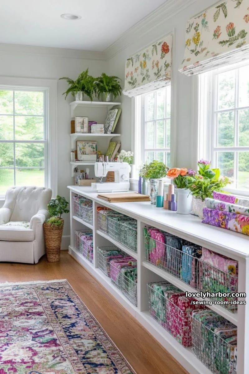 open wire baskets for fat quarters and visible fabric inspiration 1