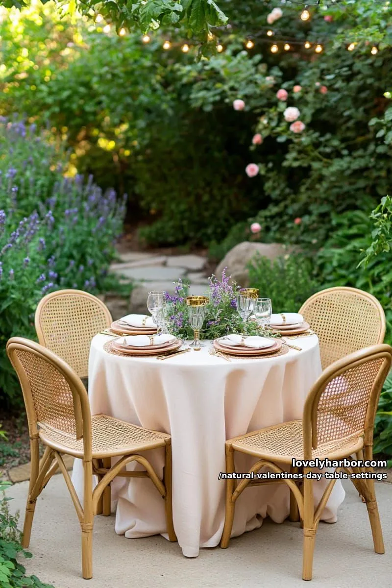 15 Natural Valentine’s Day Table Settings Perfect for a Romantic Table for Two 39 organic cotton tablecloth in blush hues with dried lavender bundles 1