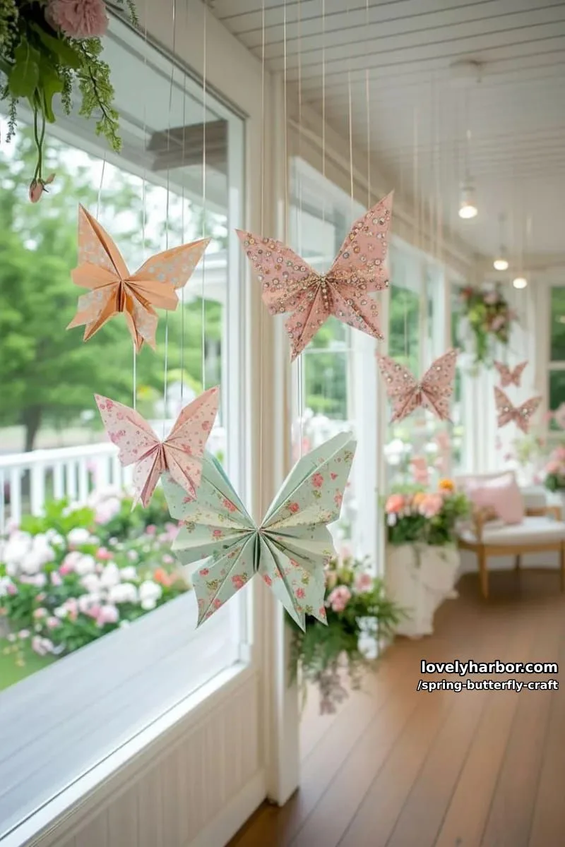 origami butterflies with patterned scrapbook paper and jewel stickers 1