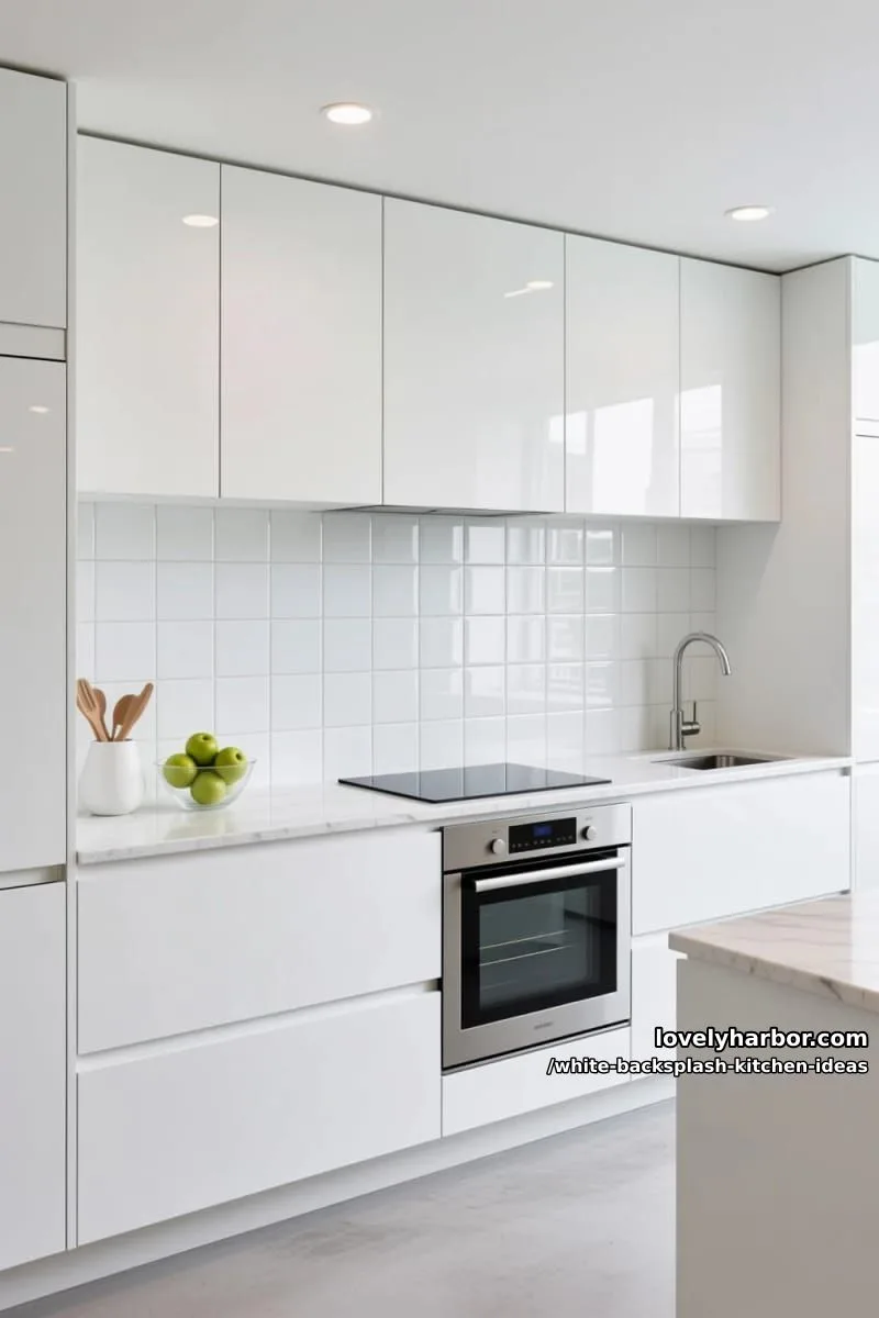 15 Elegant White Backsplash Ideas for Your Kitchen 15 oversized square porcelain tiles for a seamless, contemporary white kitchen backdrop 1
