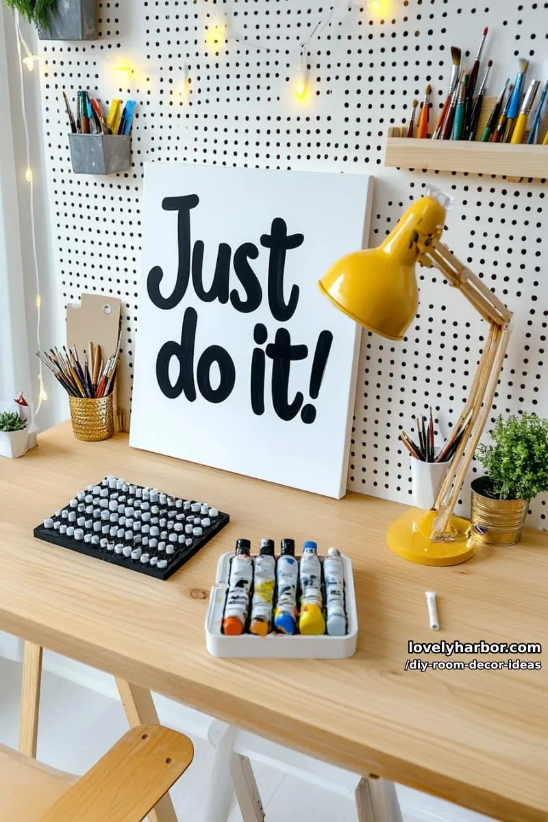 15 Creative DIY Room Decor Ideas to Add Color to Your Space 31 paint a motivational quote canvas using bold black and white typography 1