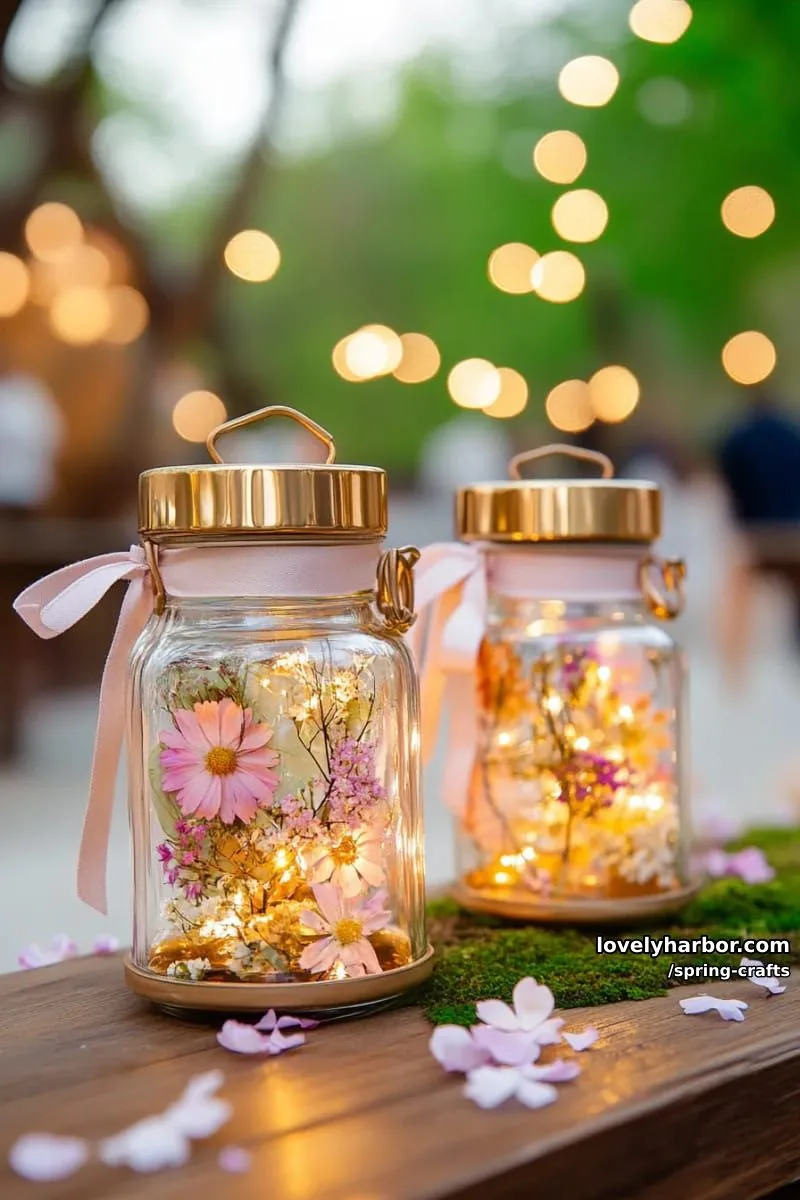 pressed flower lanterns with glowing fairy lights for magical spring evenings 1