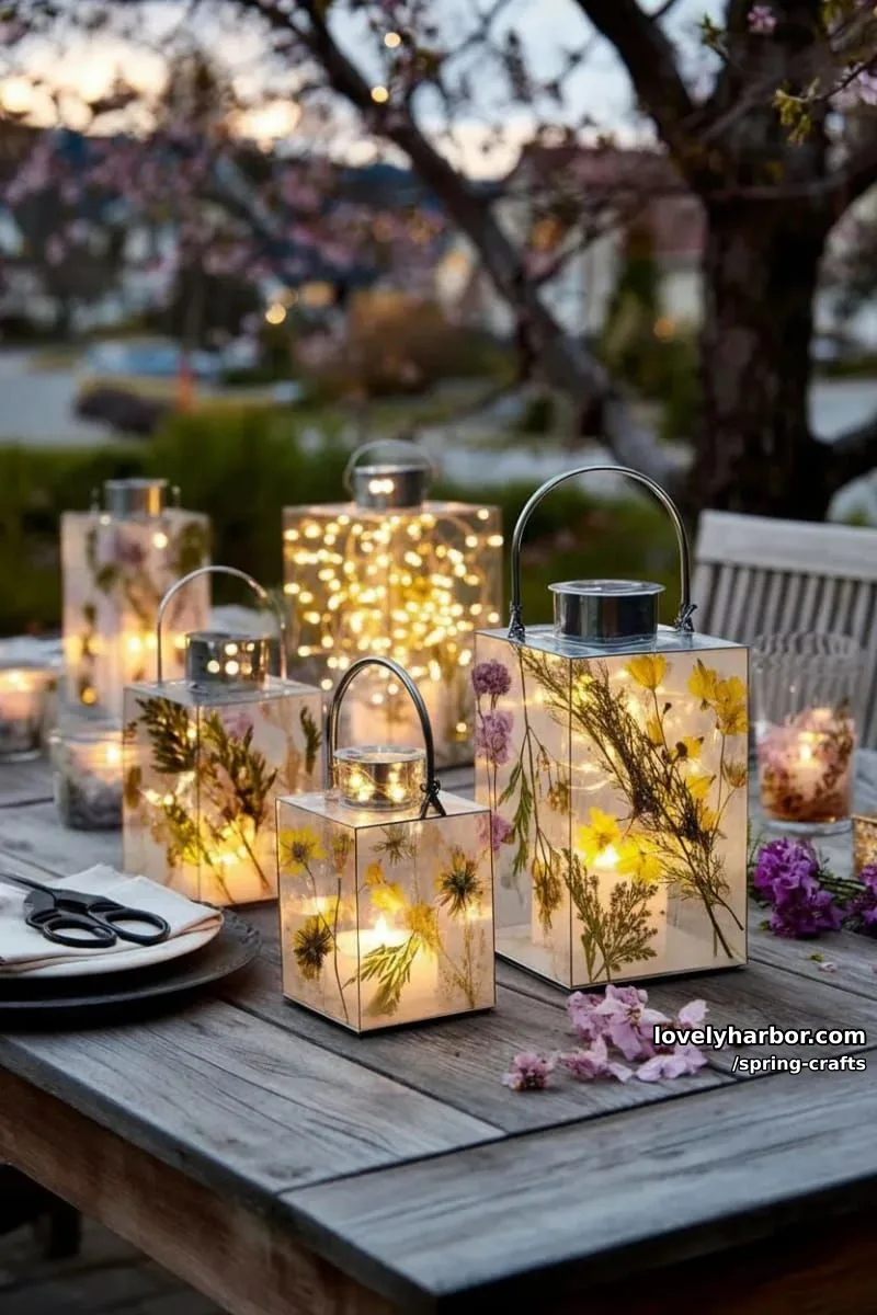 pressed flower lanterns with glowing fairy lights for magical spring evenings 1