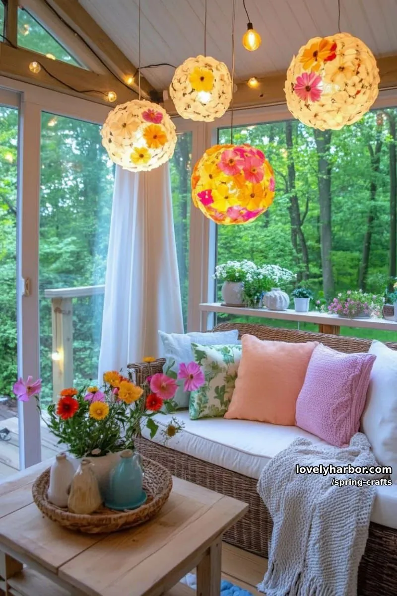 pressed flower lanterns with glowing fairy lights for magical spring evenings 1