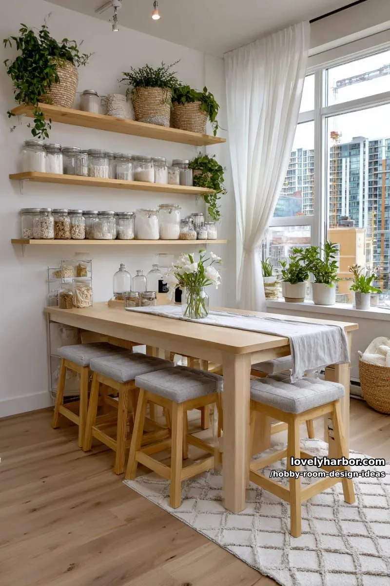 15 Inspiring Hobby Room Design Ideas You’ll Love 6 scandinavian-inspired craft room with floating shelves and natural wood accents 1