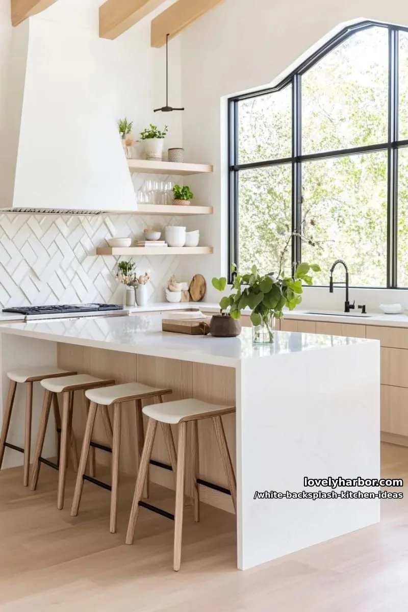 15 Elegant White Backsplash Ideas for Your Kitchen 3 sculptural 3d geometric tiles in matte white for a modern minimalist vibe 1
