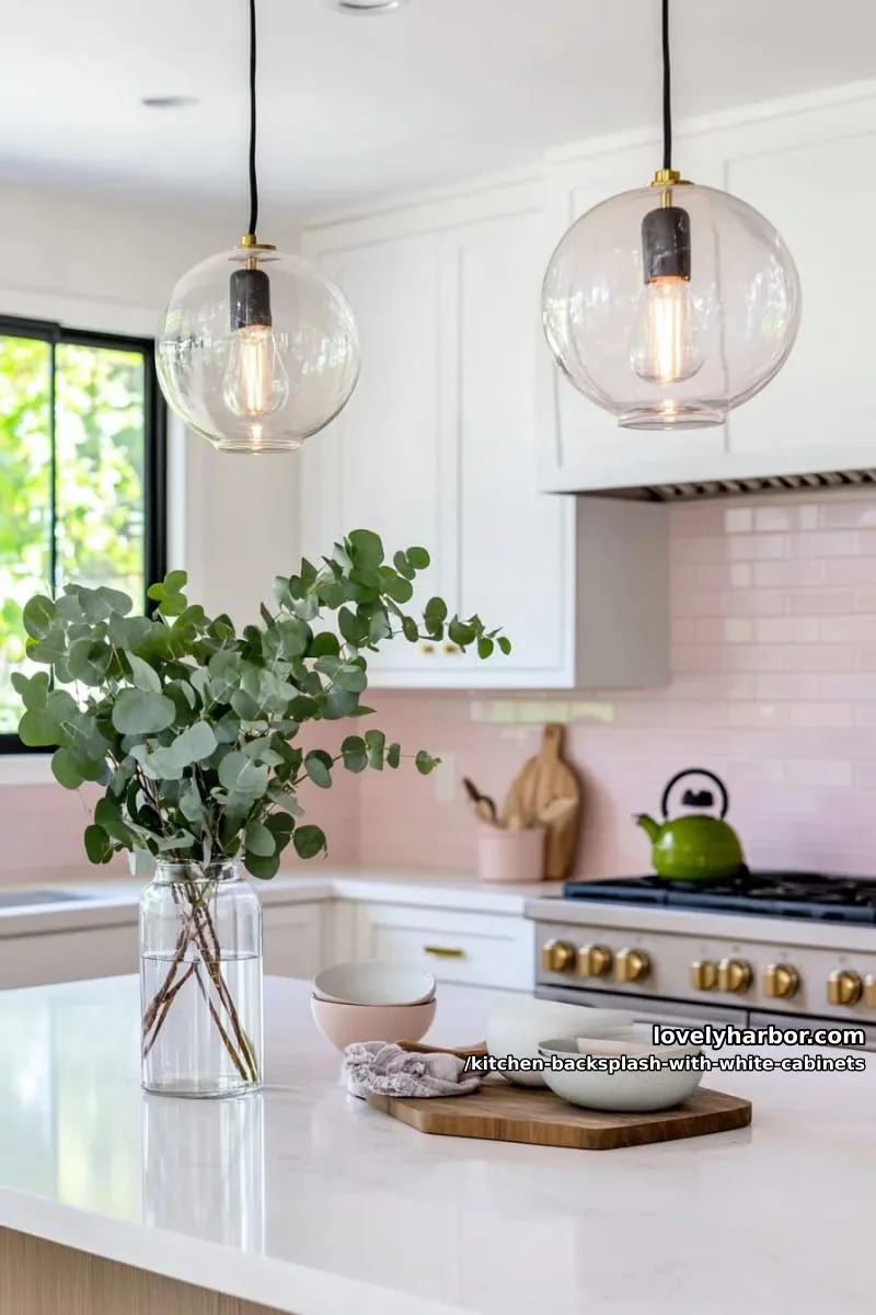 soft blush pink glass tiles to add a hint of warmth 1