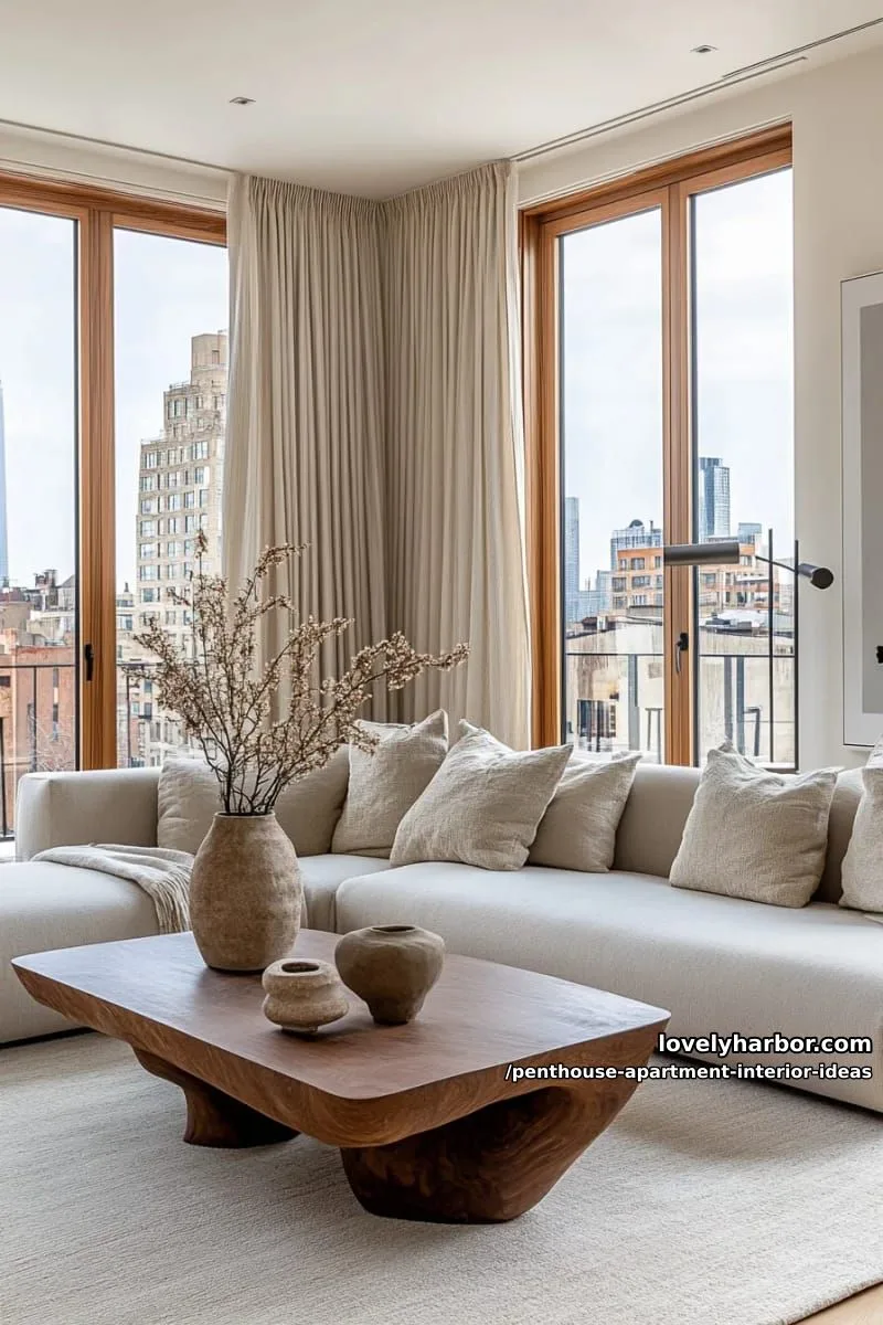 29 Stunning Penthouse Apartment Interior Design Ideas for a Fresh New Look 46 soft taupe and gray palette enhanced by warm wood accents 1