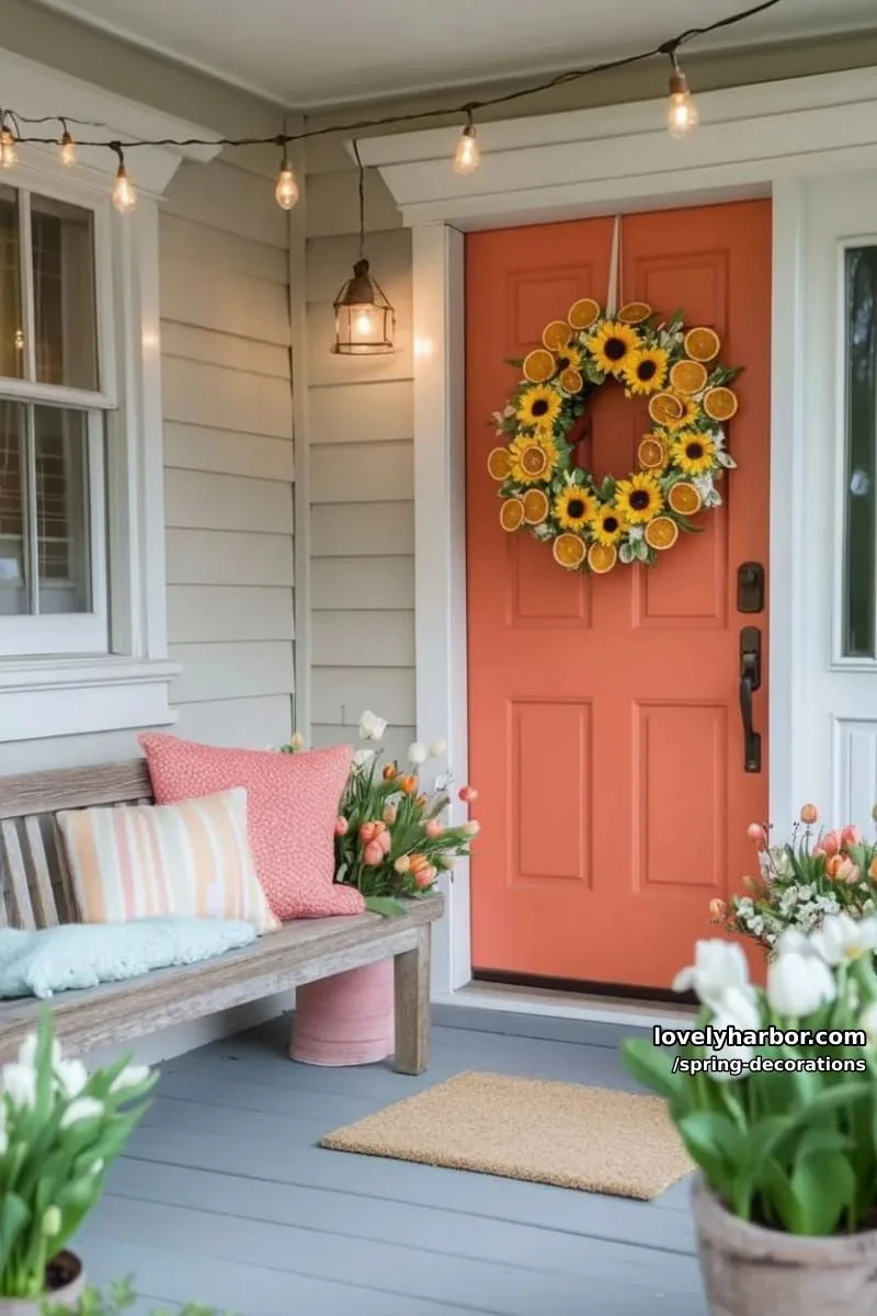 sunflower and orange slice wreath for a bold front door statement 1