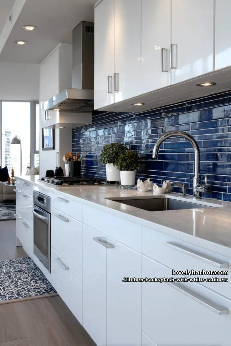 ultra-thin navy blue line tiles for a crisp, contemporary edge 1