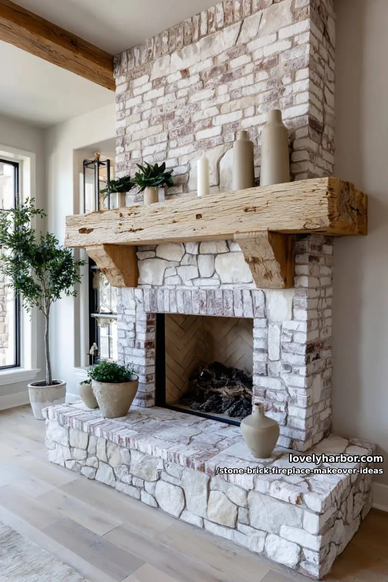 use german schmear technique on brick to soften and blend with stone textures. 1