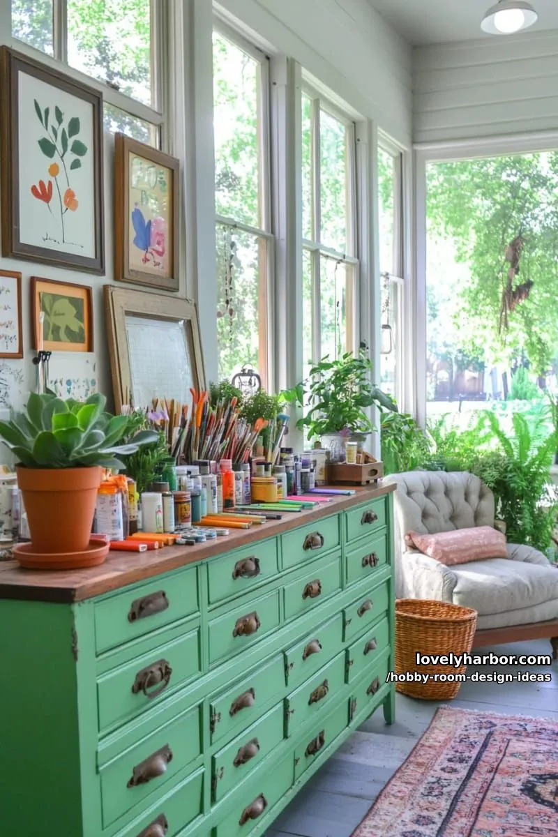 15 Inspiring Hobby Room Design Ideas You’ll Love 32 vintage apothecary cabinet repurposed for tiny craft or art supply storage 1