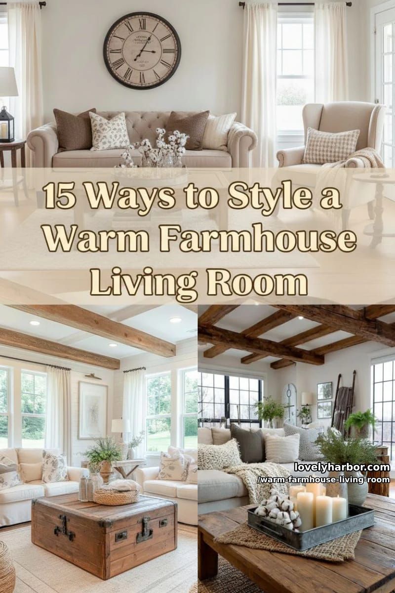 15 Ways to Style a Warm Farmhouse Living Room 40 warm farmhouse living room - Collage 39