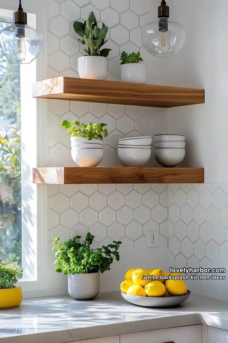 15 Elegant White Backsplash Ideas for Your Kitchen 10 white hexagon tiles with subtle gray grout lines for soft definition 1