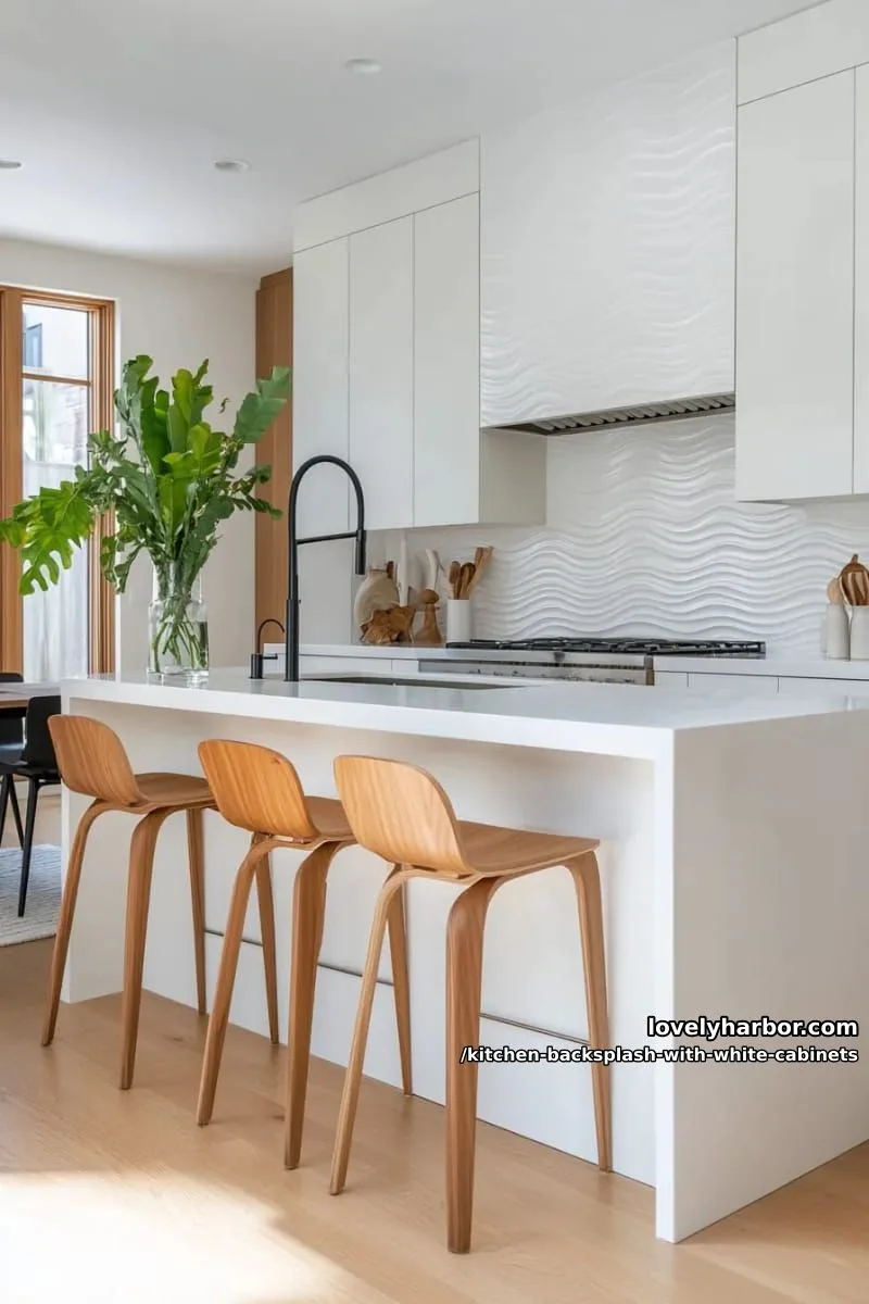 white textured wave tiles for a modern, minimalist look 1