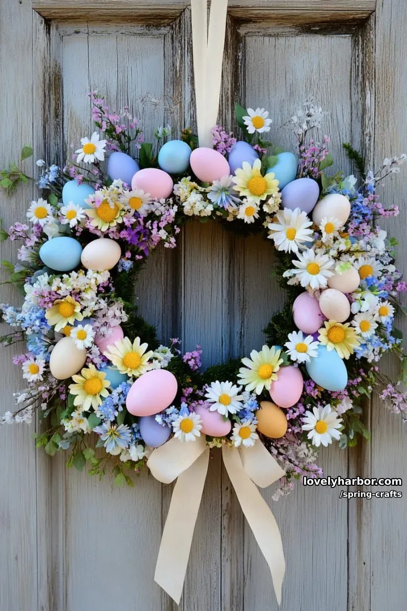 wreaths from faux eggshells and wildflowers for cheerful door decor 1