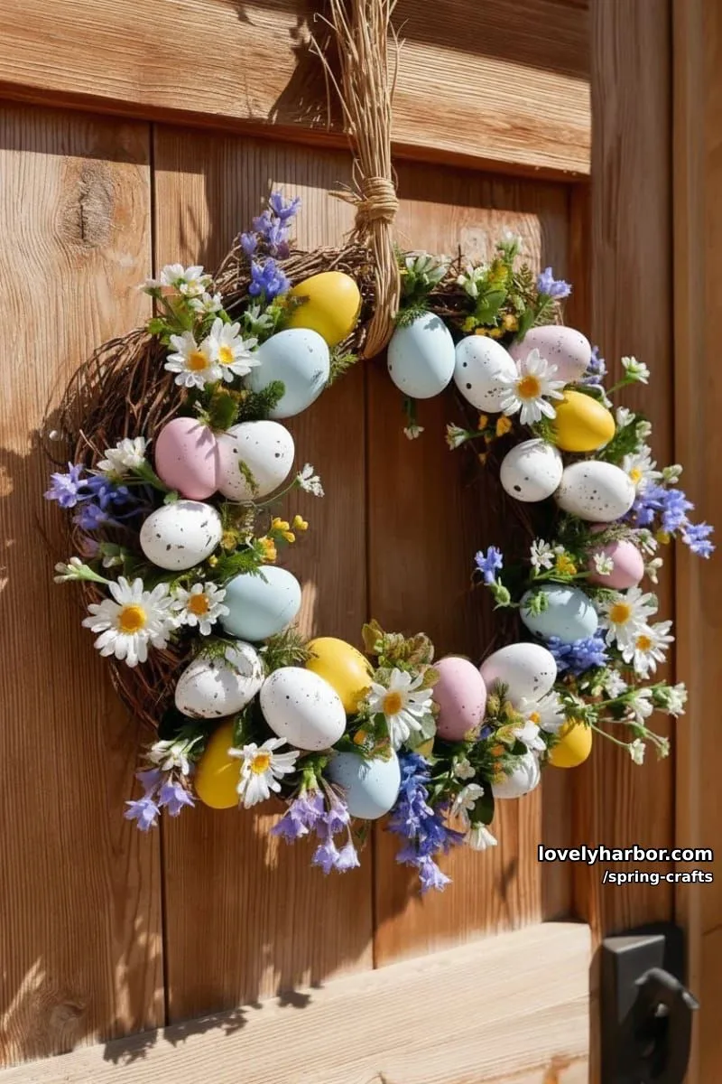 wreaths from faux eggshells and wildflowers for cheerful door decor 1