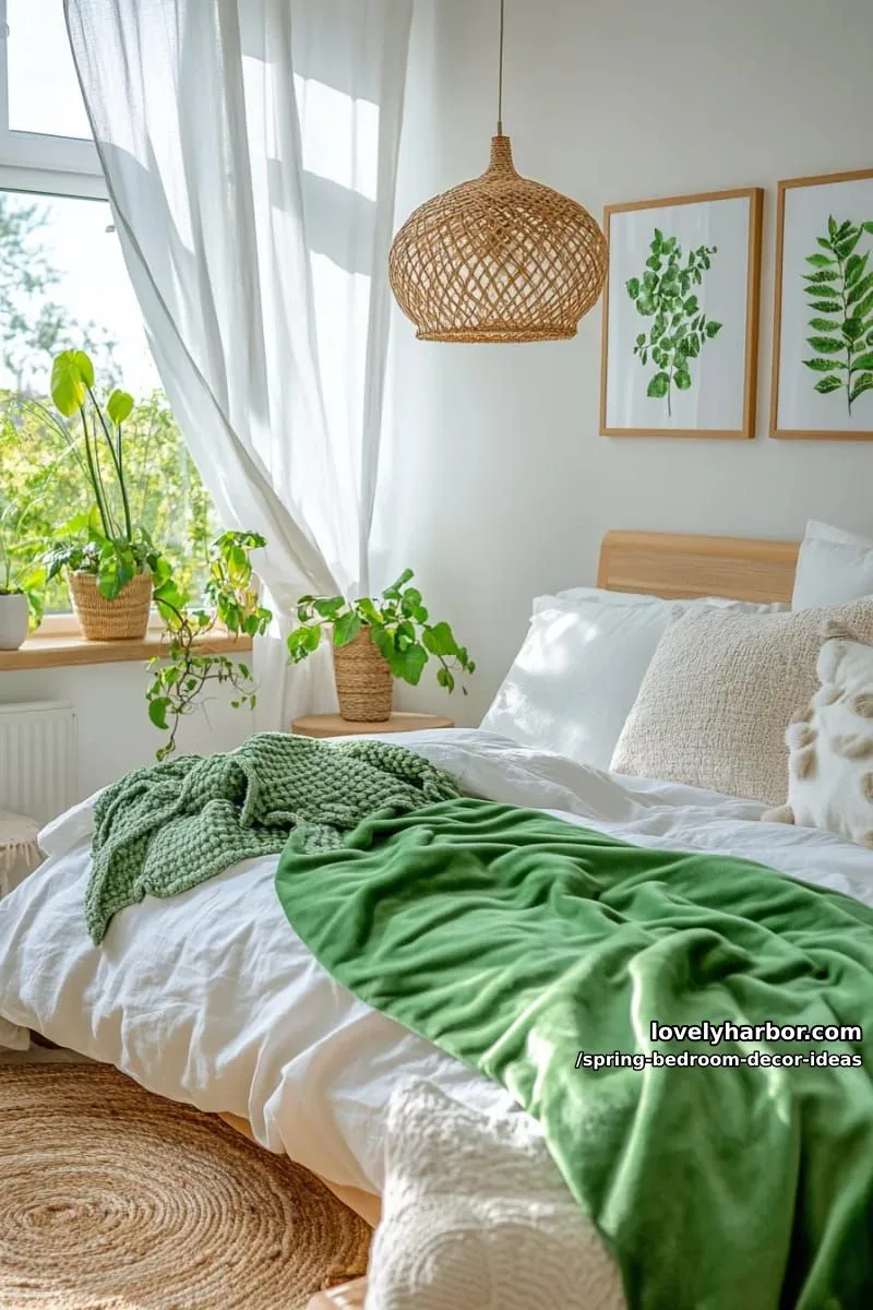 21 Unique Spring Bedroom Decor Ideas For 2026 44 add a velvet moss green blanket at the foot of a neutral bed for contrast. 1