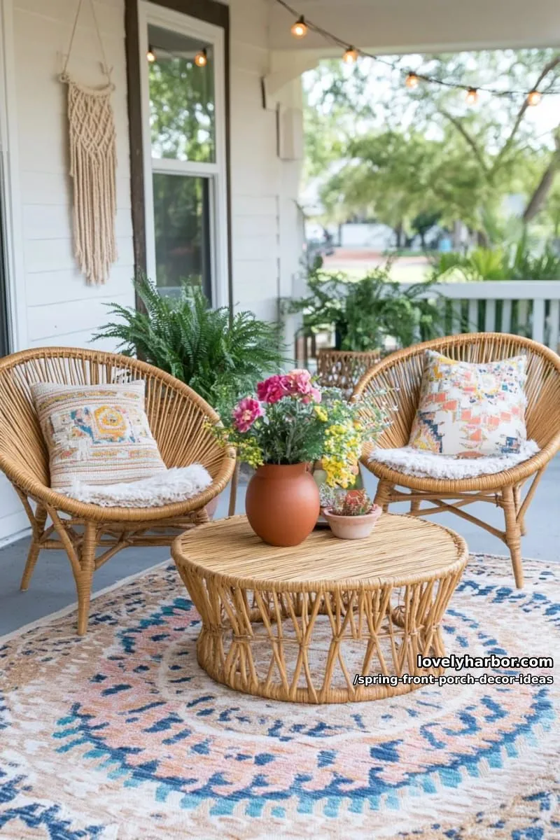 boho-inspired porch rug with bold botanical patterns and colors 1