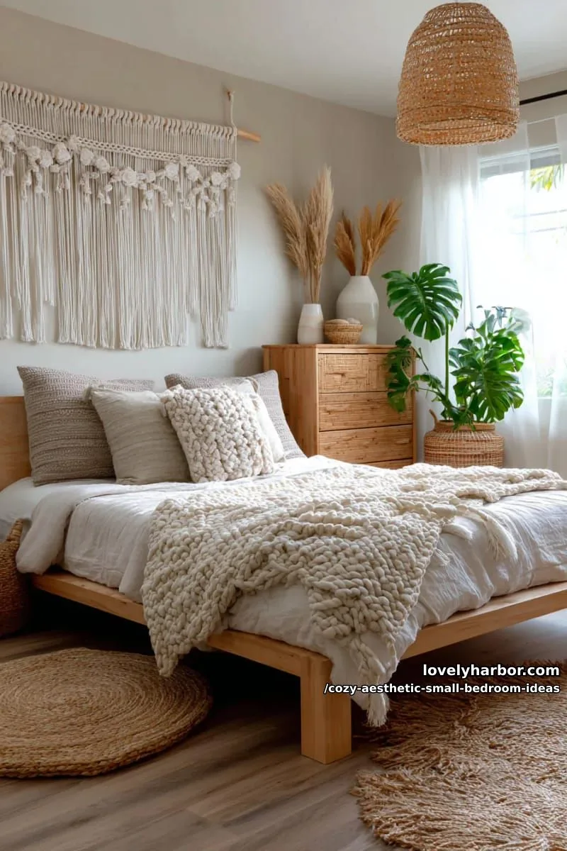 boho macramé wall hangings and woven baskets for earthy texture 1