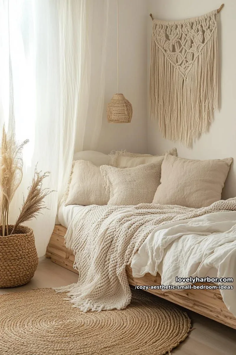 boho macramé wall hangings and woven baskets for earthy texture 1