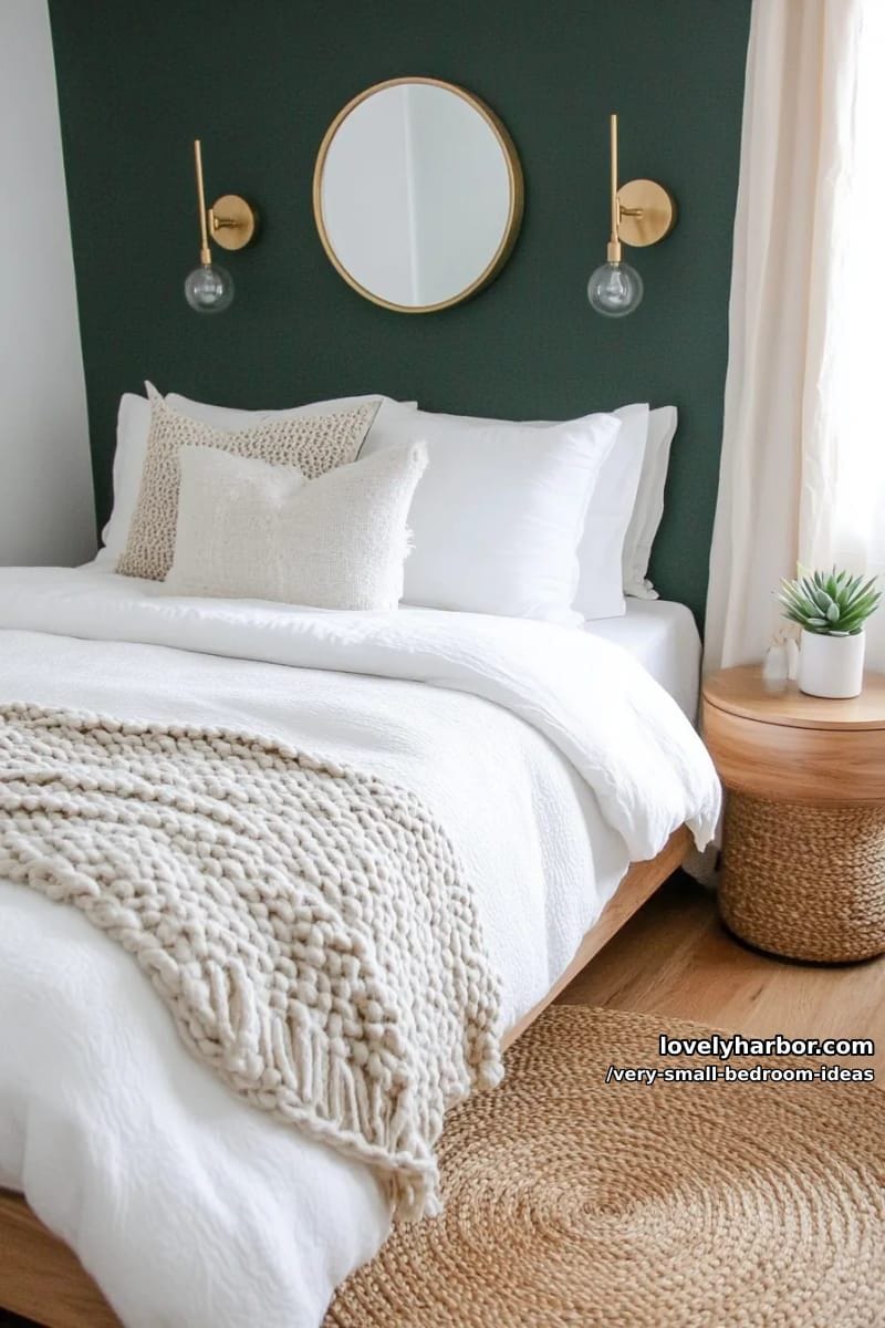 bold accent wall behind the bed using removable wallpaper 1