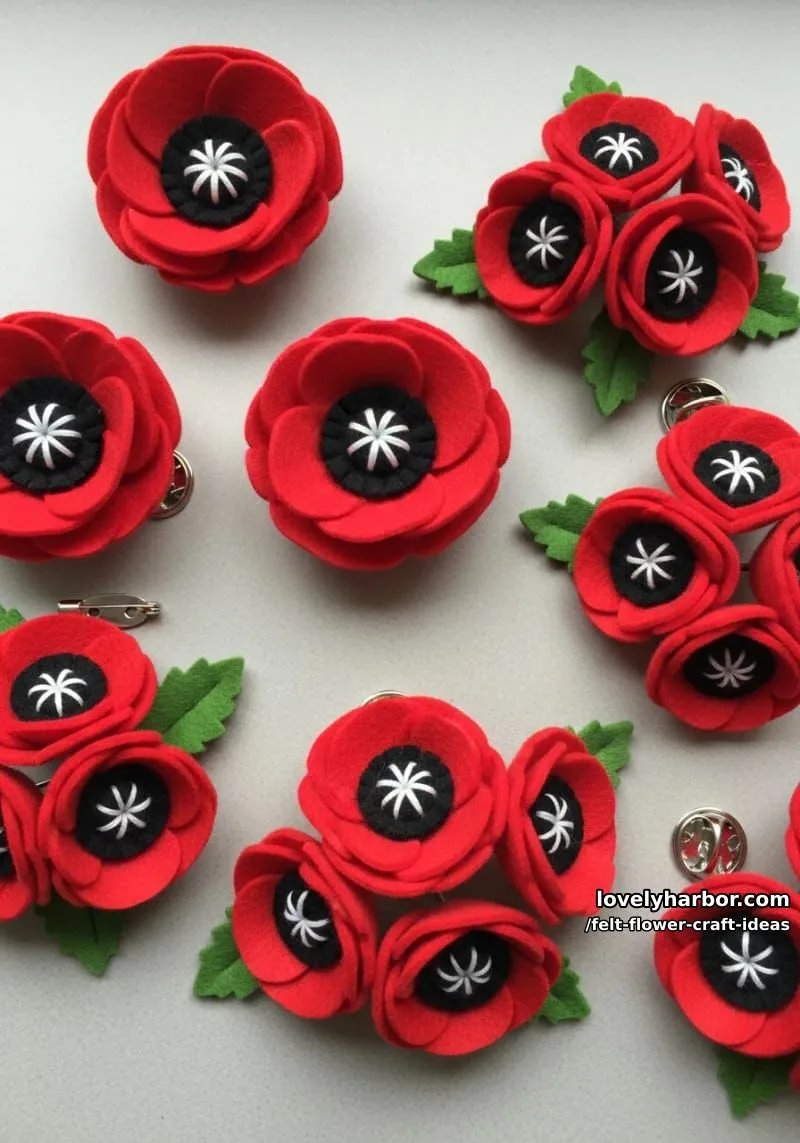 bold red felt poppy pins for remembrance day gifts 1