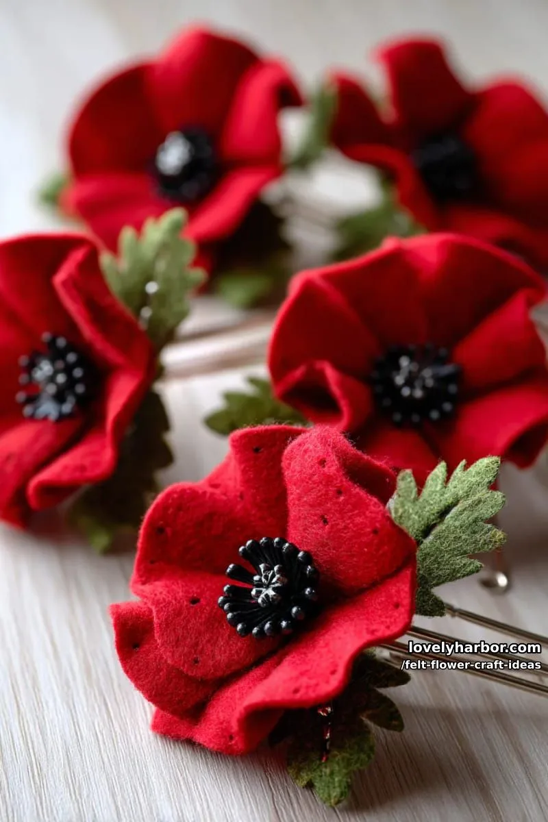 bold red felt poppy pins for remembrance day gifts 1