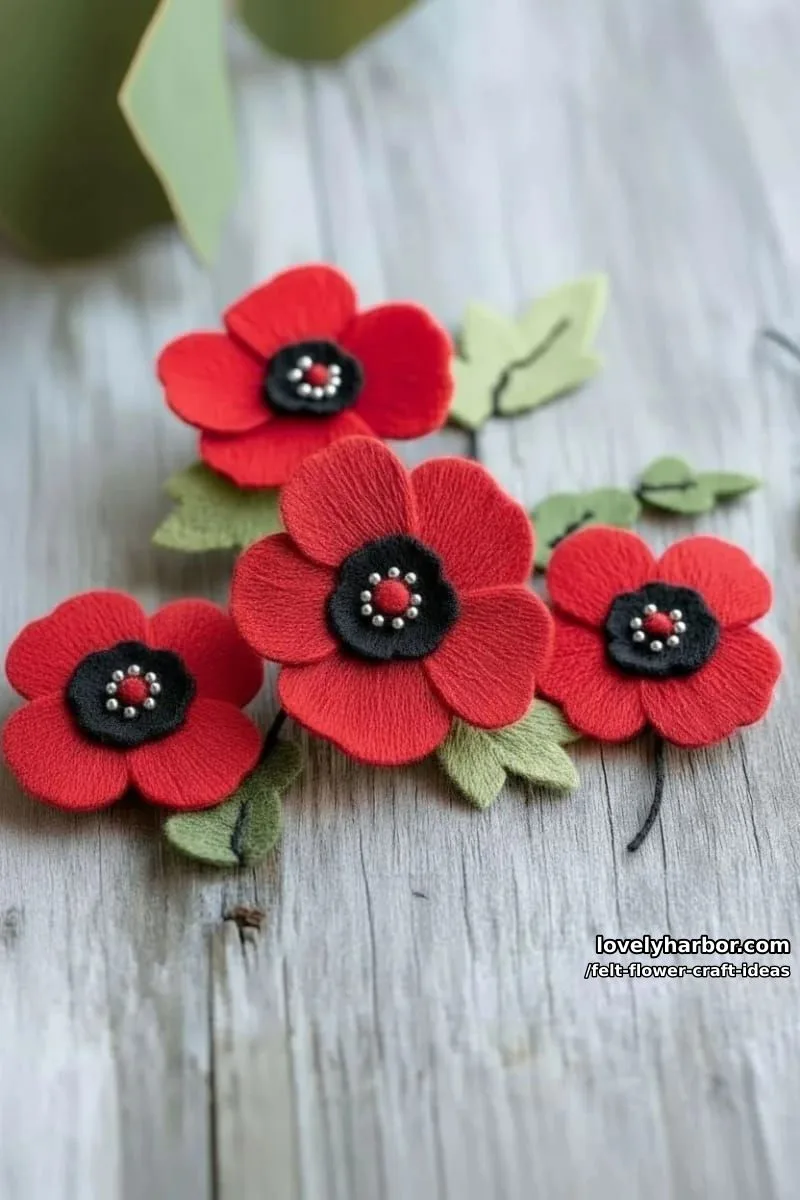 bold red felt poppy pins for remembrance day gifts 1