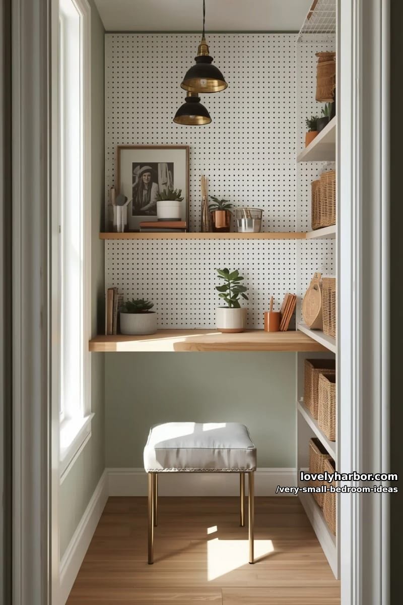 closet converted into a built-in workspace nook 1