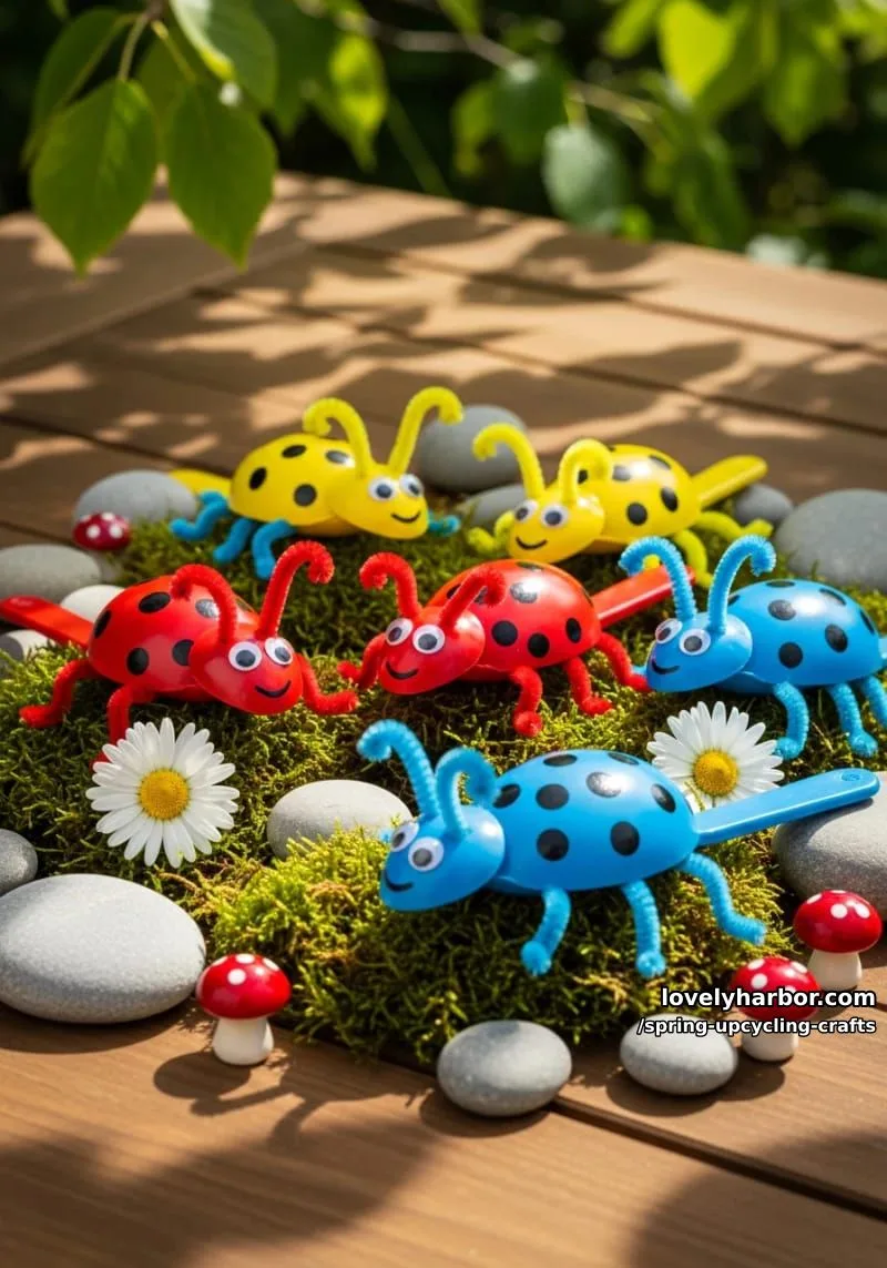 colorful plastic spoon bugs for whimsical garden decor 1