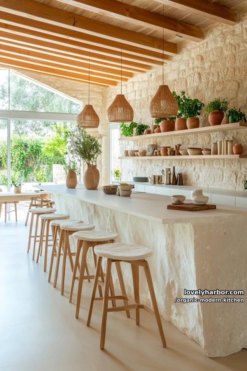 combine rough-hewn beams with ultra-smooth modern kitchen countertops. 1