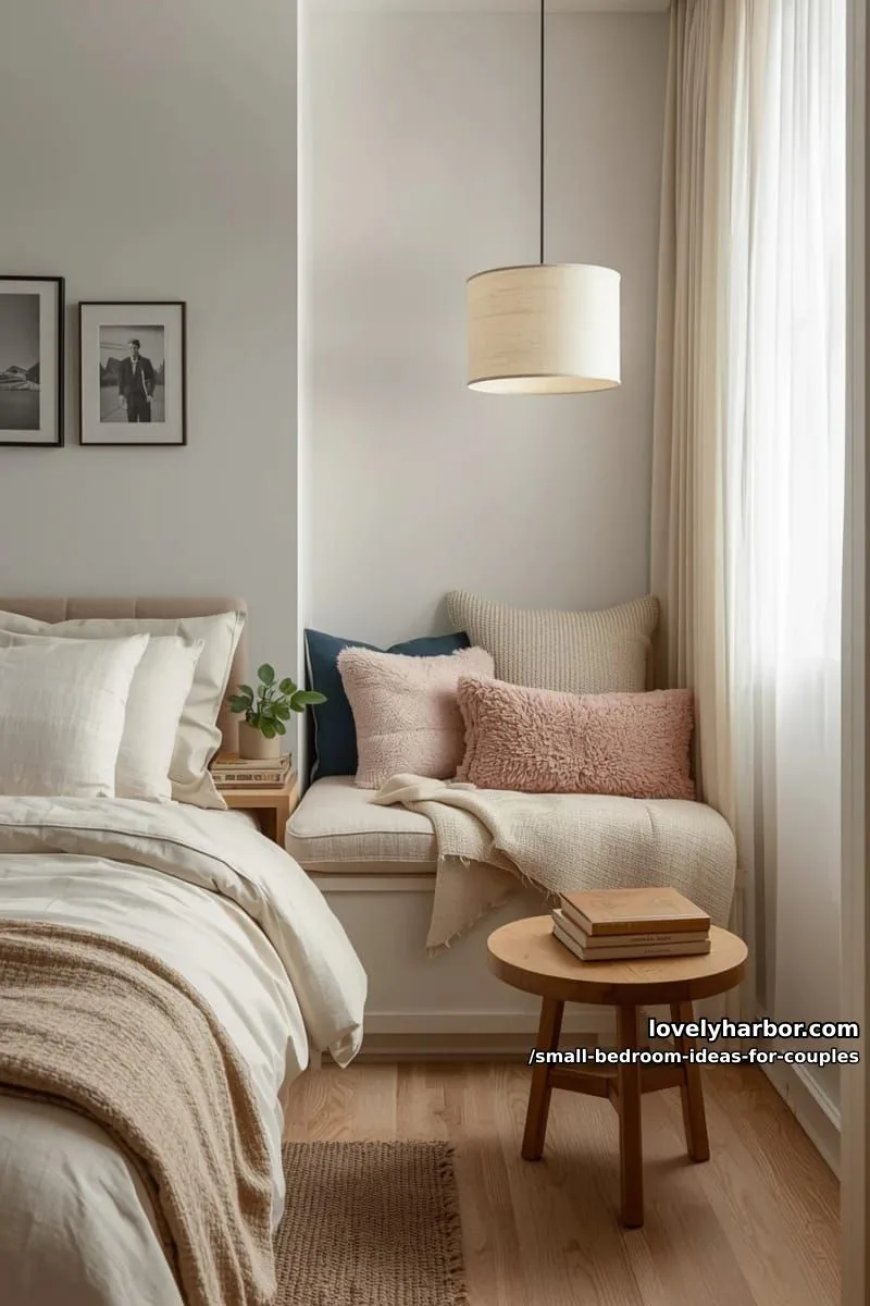 corner reading nook with plush pillows and soft pendant lighting 1
