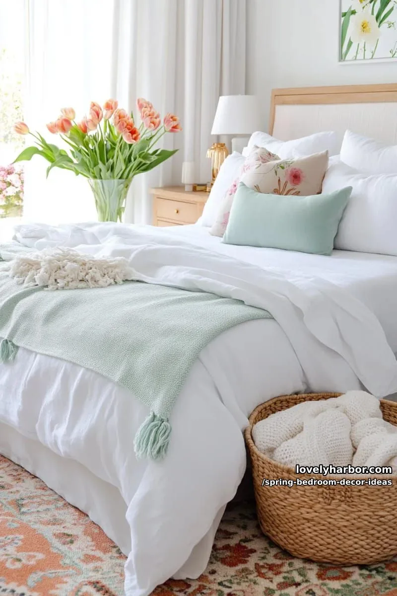 21 Unique Spring Bedroom Decor Ideas For 2026 29 cozy up your bed with a chunky knit throw in a light mint or blush tone. 1