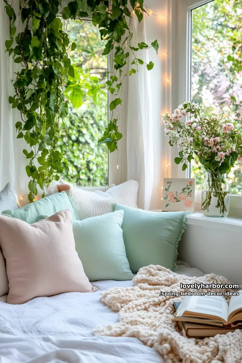 21 Unique Spring Bedroom Decor Ideas For 2026 9 create a dreamy reading nook surrounded by cascading hanging vines and fairy lights. 1