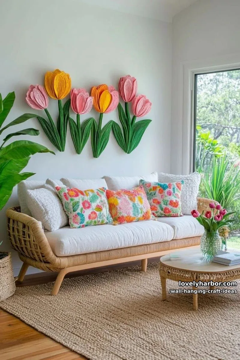 15 Artistic Wall Hanging Crafts to Upgrade Your Home 2 create a vibrant 3d paper tulip wall hanging with layered green leaves. 1