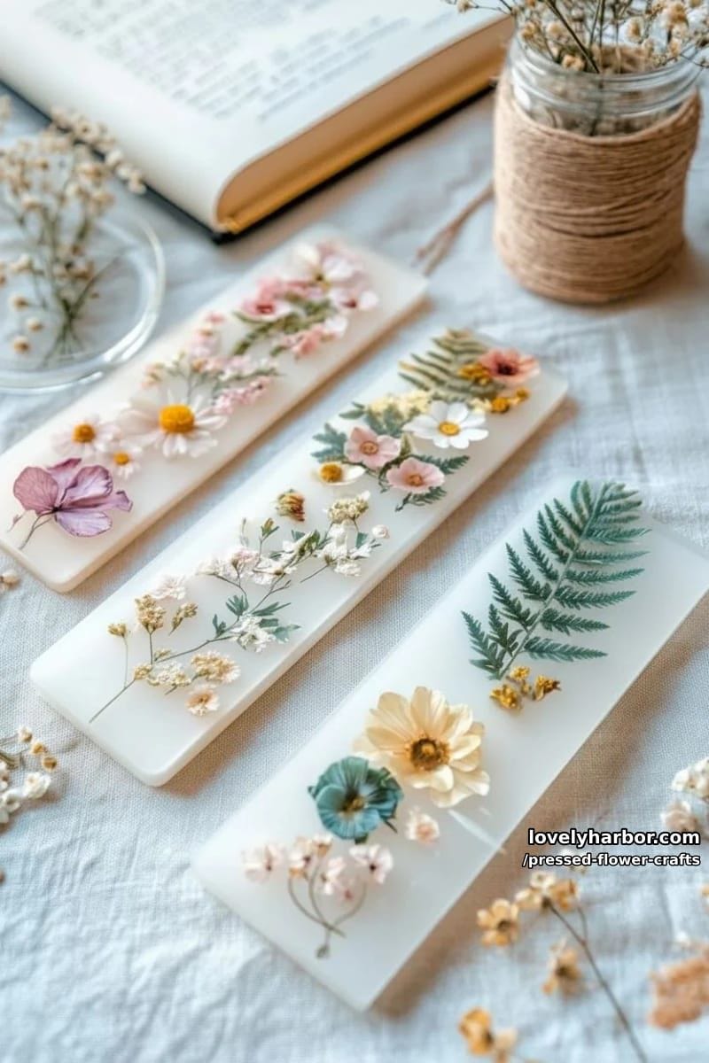 custom pressed flower bookmarks using delicate ferns and pastel blossoms 1