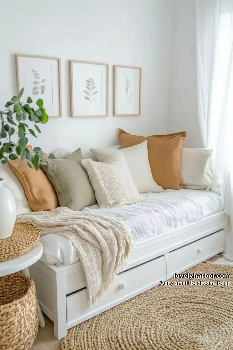 daybed with drawers and plush throw pillows 1